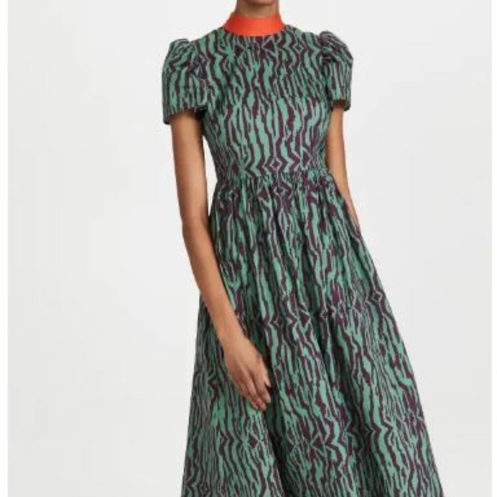 RHODE Green and Purple Patterned Dress